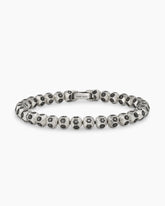 Spiritual Beads Faceted Bracelet in Sterling Silver with Pavé Black Diamonds, 6mm